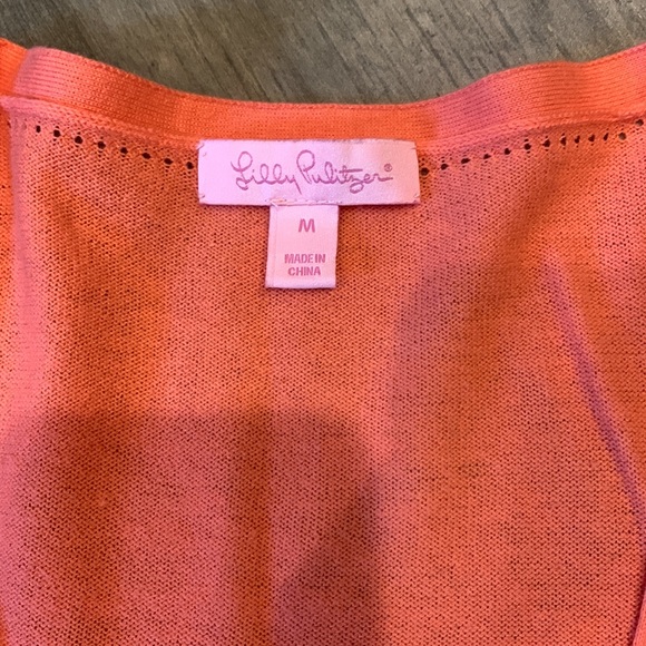 Lilly Pulitzer melon colored light weight button down cardigan. - Picture 2 of 5